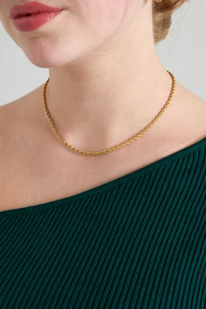 unisex necklace twisted short - Gold color-3.0mm h5 Picture3
